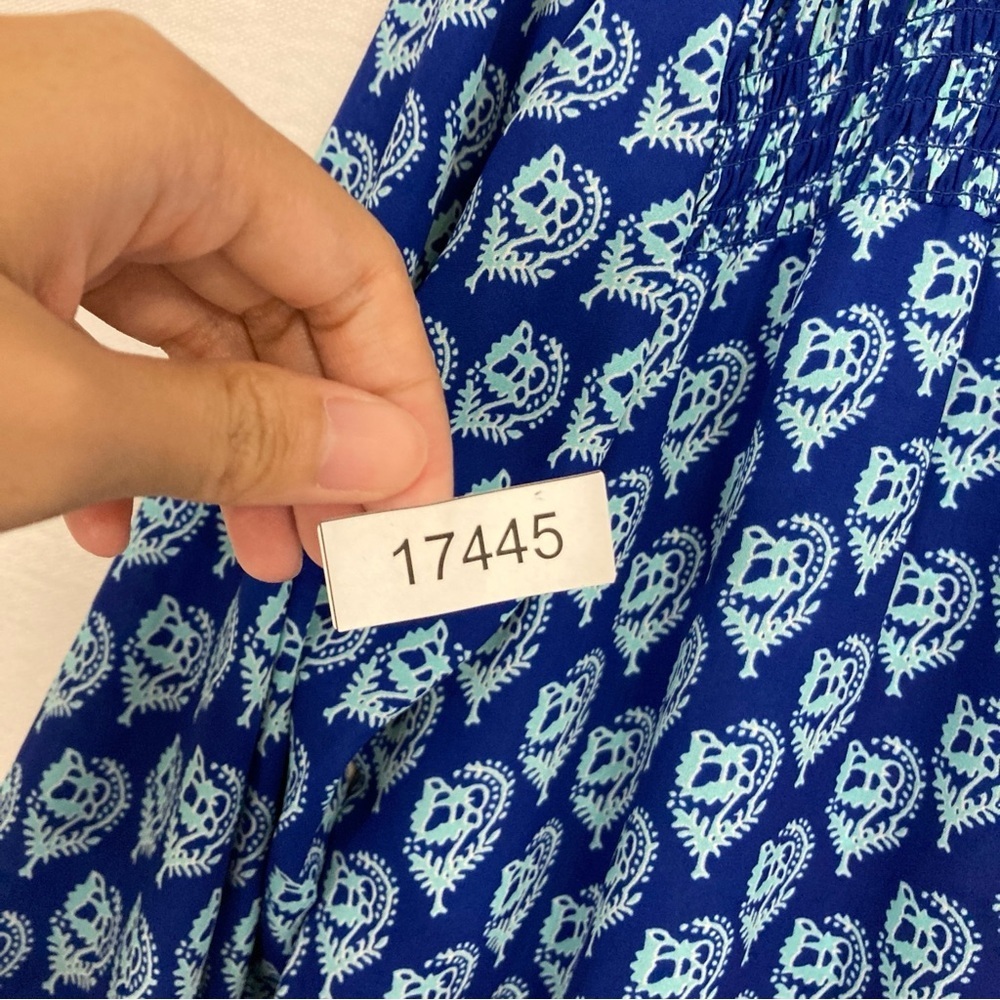 Rose & Olive Blue Floral Boho Print Smocked Back Soft Lightweight Blouse‎ 2X - Picture 10 of 10